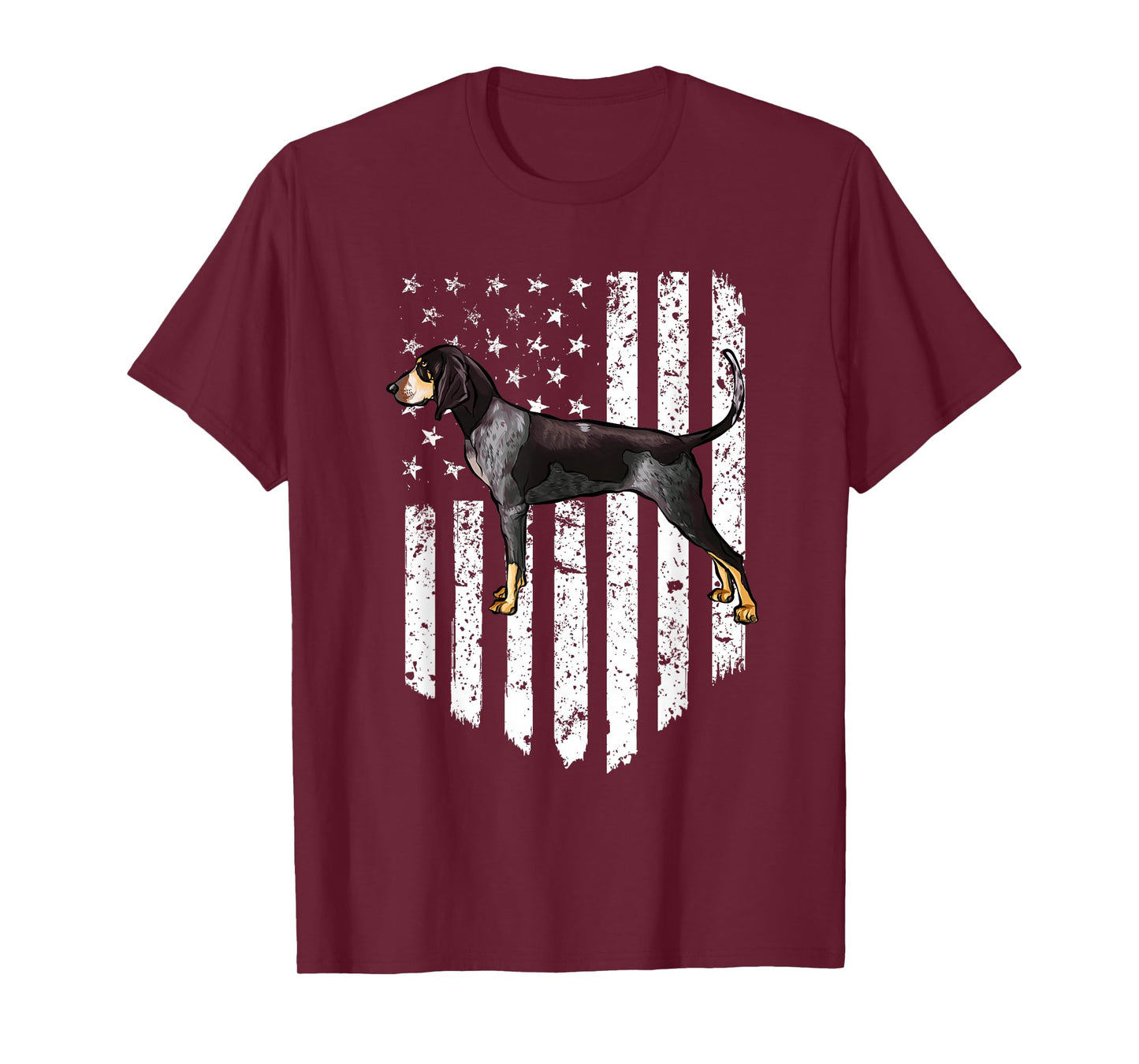 Black White American Flag Bluetick Coonhound 4th Of July USA T-Shirt