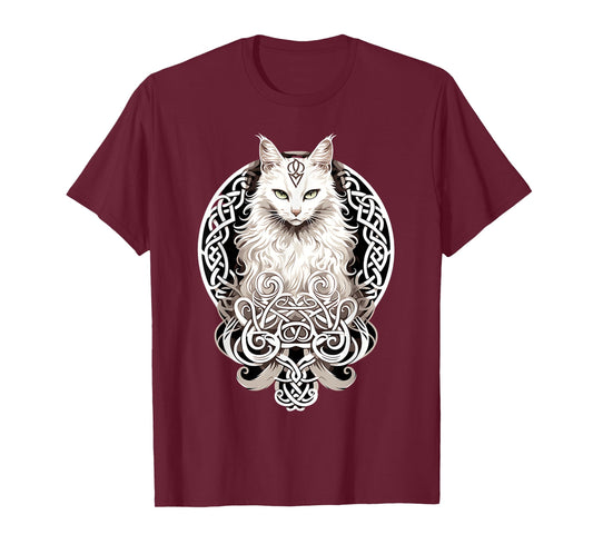 Celtic Cat Knots Wiccan Wicca Animal Pagan Witch Norse Men Women T-Shirt