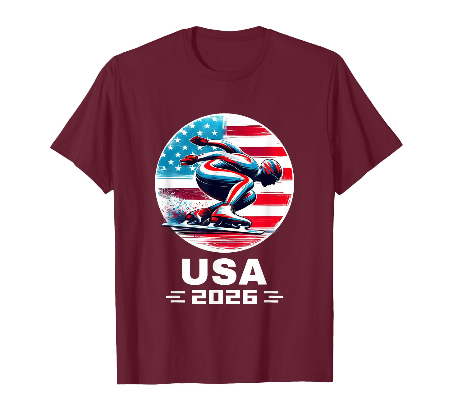 USA Team 2026 United States American Flag Speed Skating USA T-Shirt