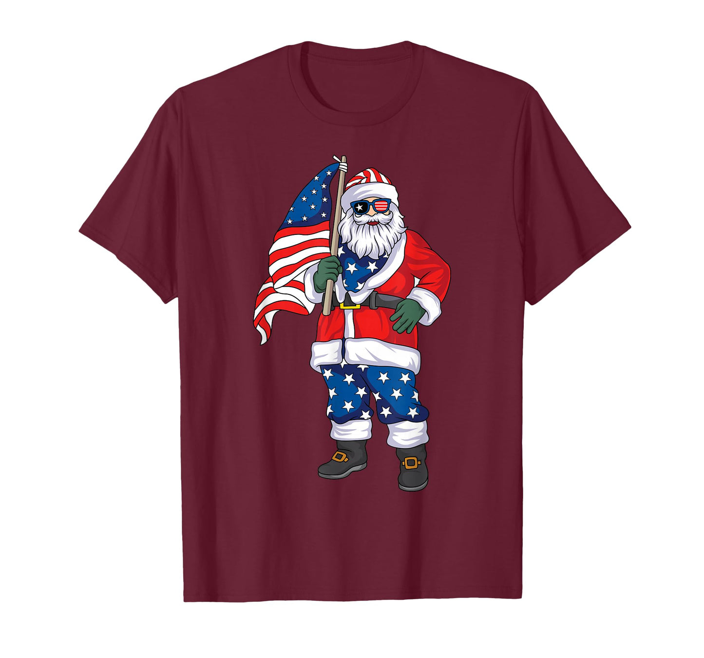 Patriotic Santa American Christmas 4th of July Santa T-Shirt