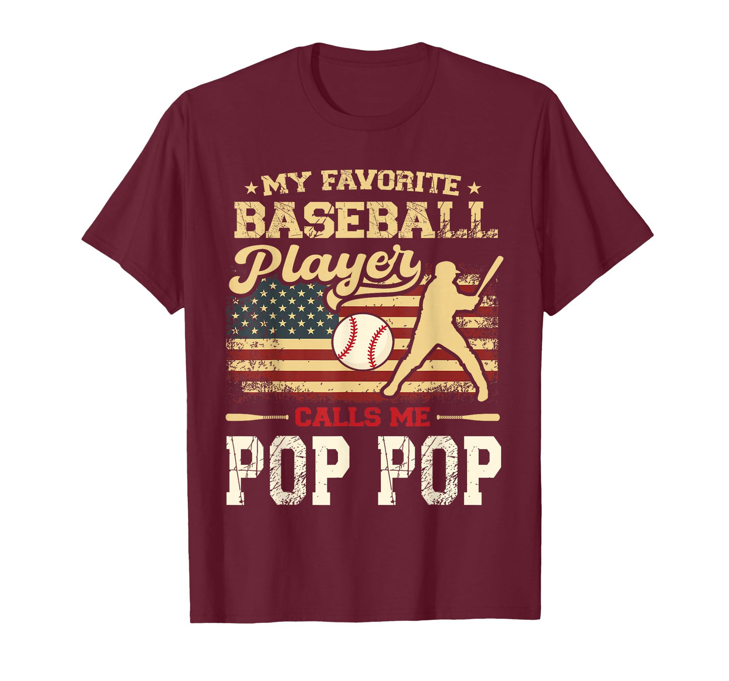 My Favorite Baseball Player Calls Me Pop Pop US Flag T-Shirt