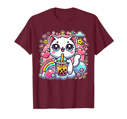 Cute Cat Boba Tea Bubble Tea Anime Kawaii Neko Gift Idea T-Shirt