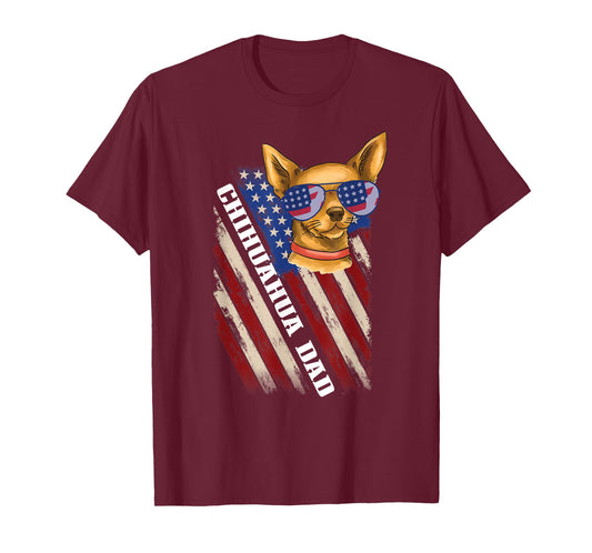 Chihuahua dad funny dog lover patriotic 4th of july Women Kids Men T-Shirt