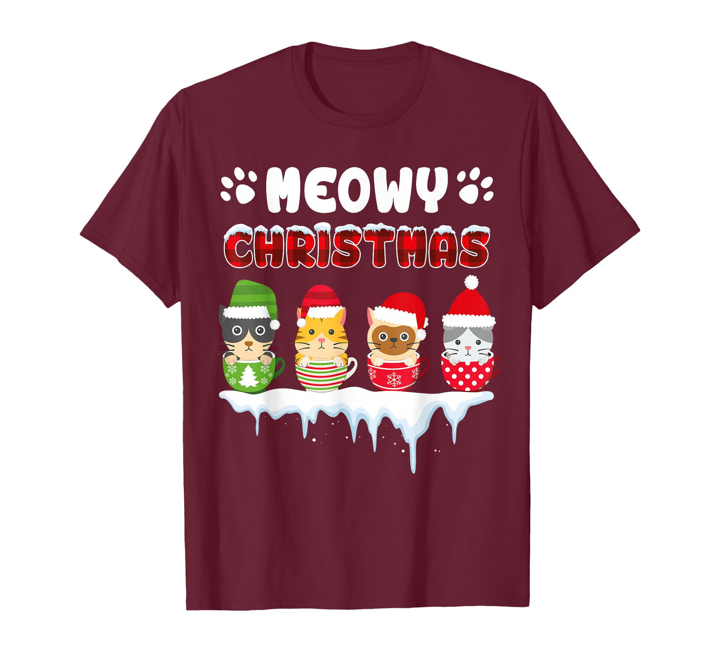 Funny Cat Meowy Christmas T-Shirt
