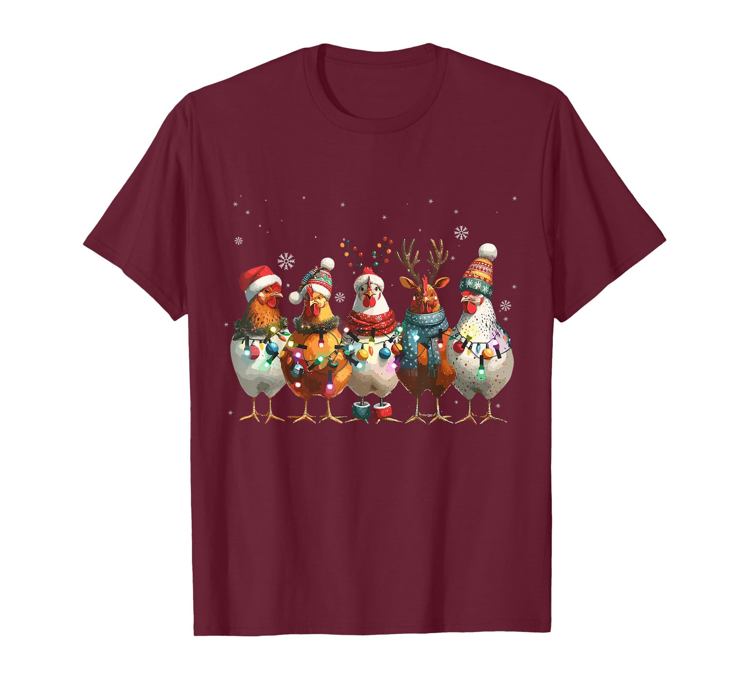 Christmas Lights Chicken Santa Funny Xmas Tree Chicken T-Shirt