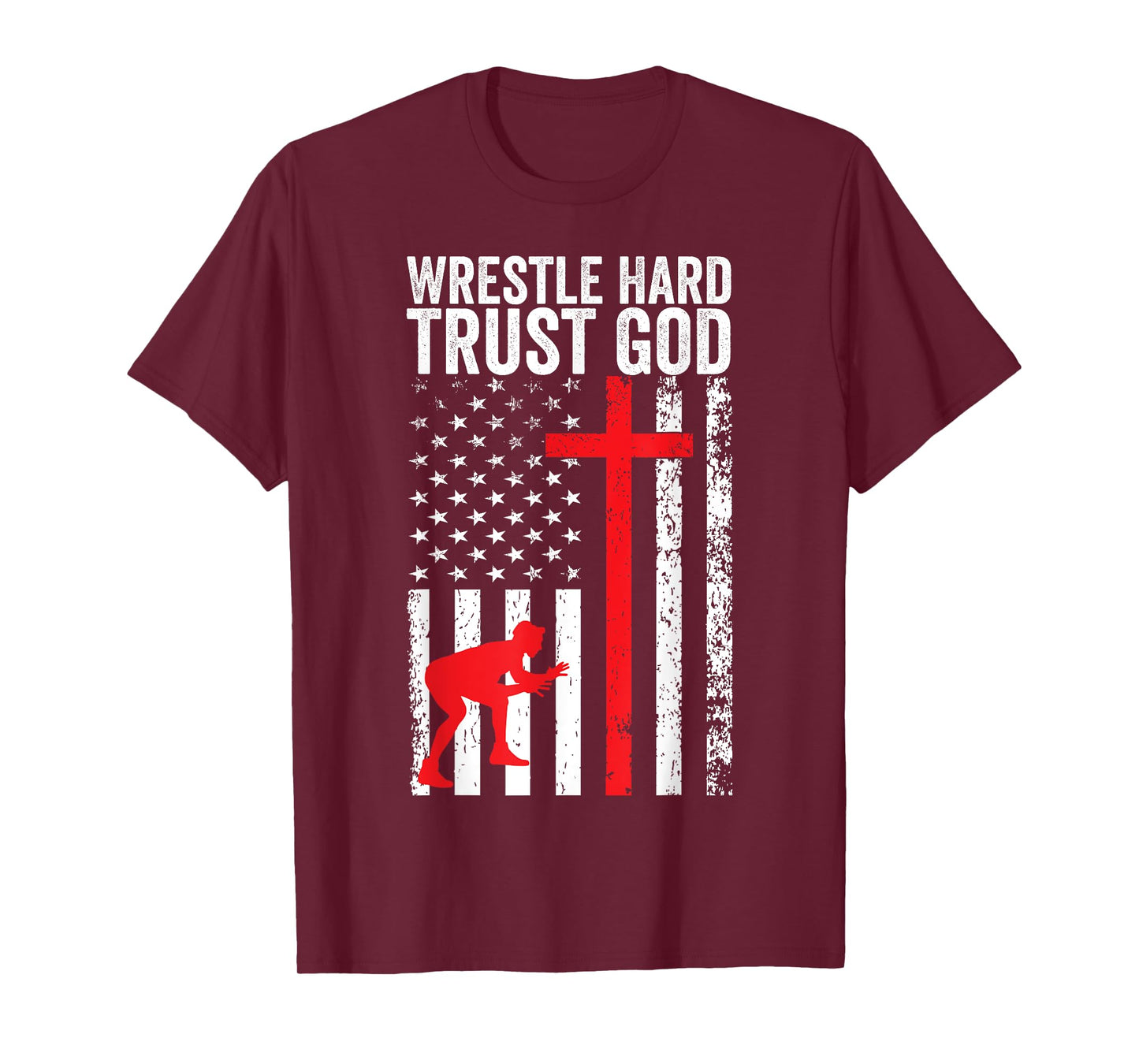 Wrestling, Wrestle Hard Trust God, Christian Wrestling T-Shirt