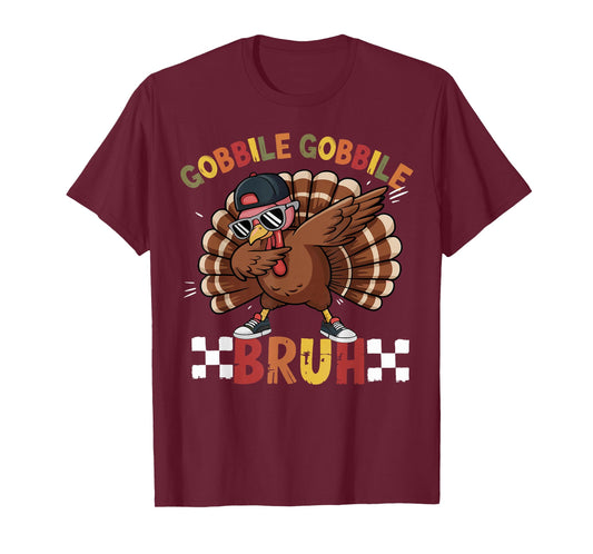 Gobble Gobble Bruh Funny Thanksgiving Turkey Dab Boys Kids T-Shirt