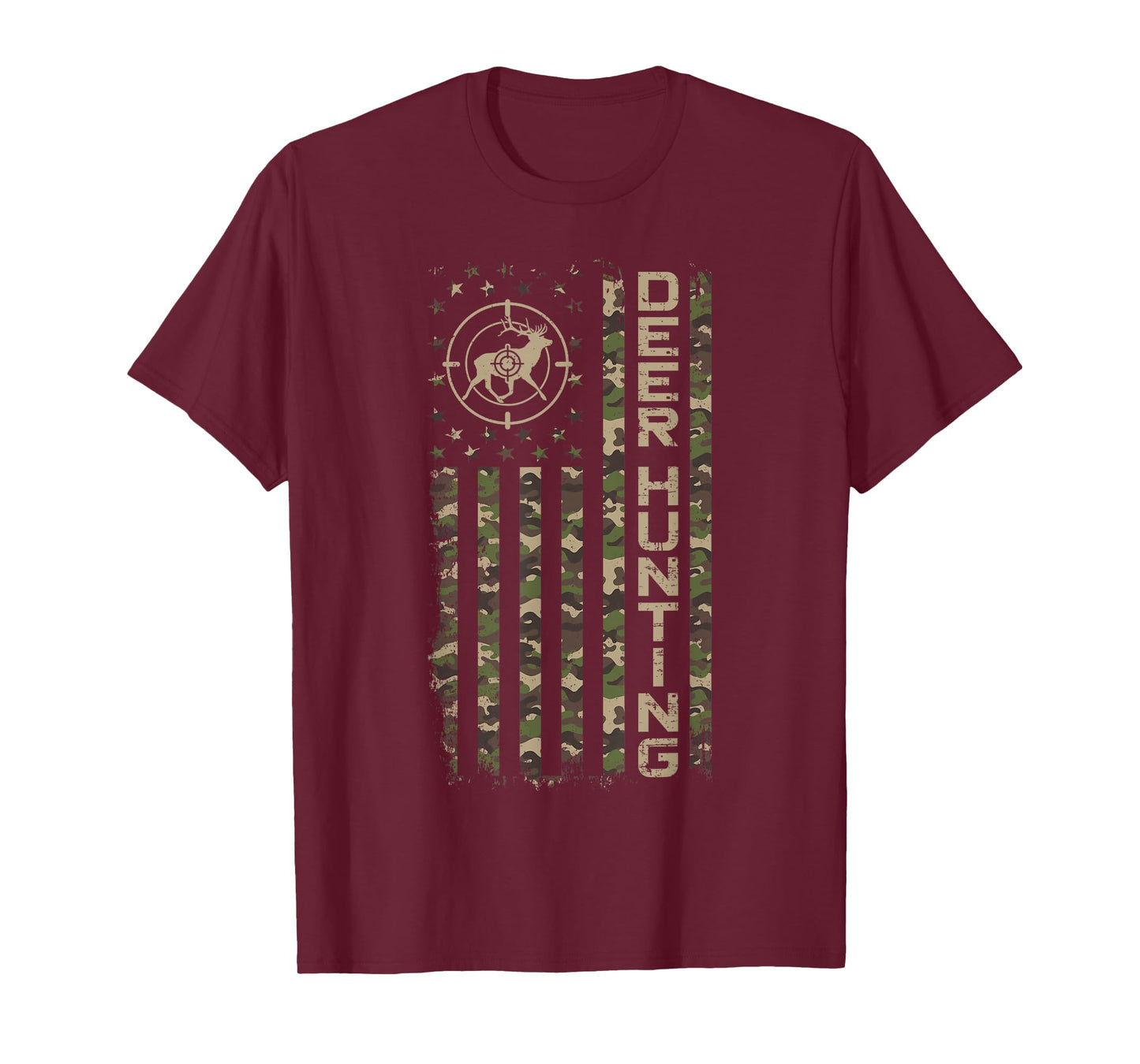 Buck Deer Hunting Hunter Usa American Flag Camouflage Camo T-Shirt