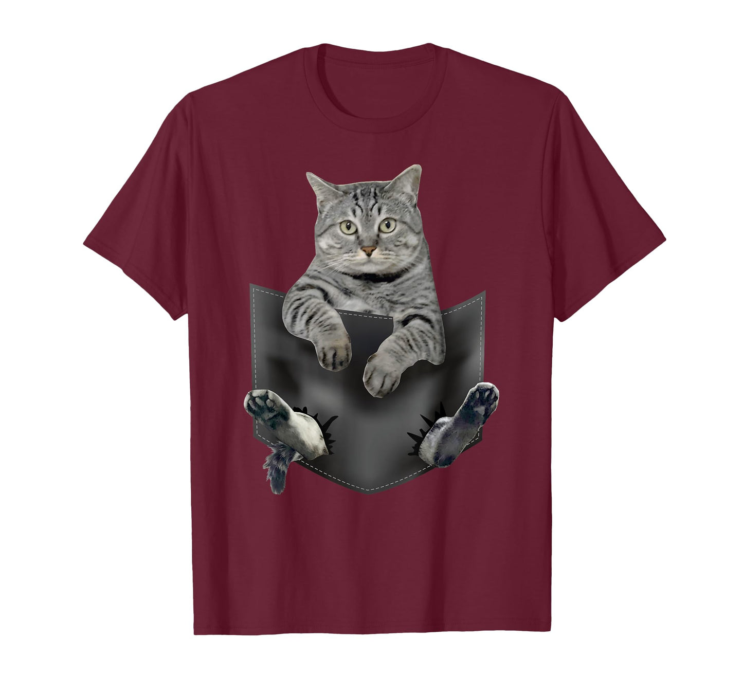 Cat in Pocket Funny Grey Cats Paws Animal Lover Kitten Owner Men Women Kids T-Shirt