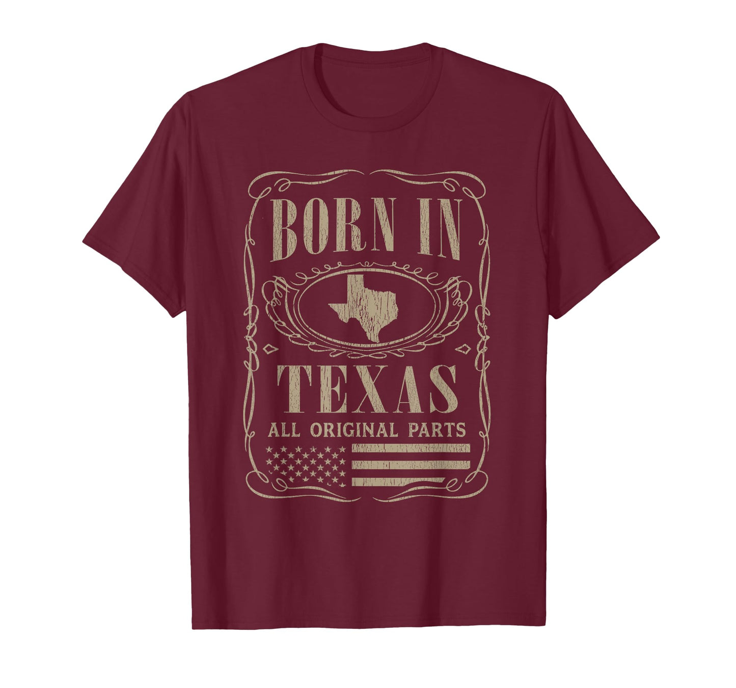 Vintage Classic America Land Map US States Born Texas T-Shirt