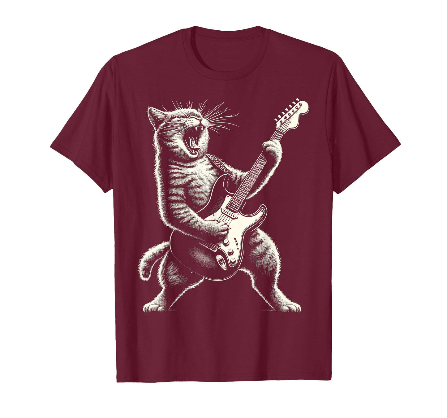 Cat Playing Guitar Rock and Roll T-Shirt
