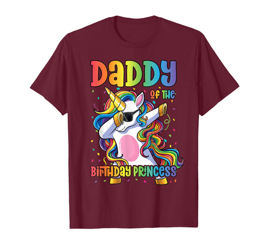 Daddy of The Birthday Princess Girl Dabbing Unicorn Dad T-Shirt
