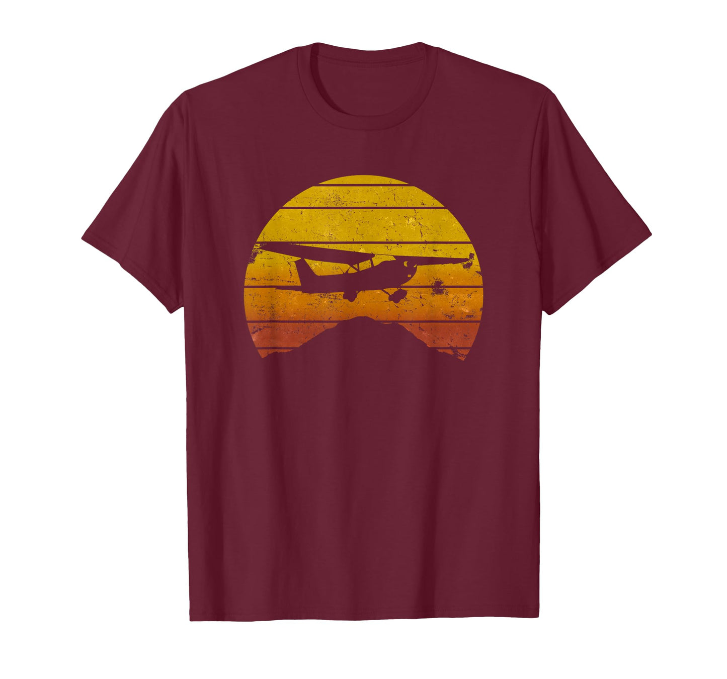 172 Skyhawk Mountain Sunrise Private Pilot Aeroplane Vintage T-Shirt