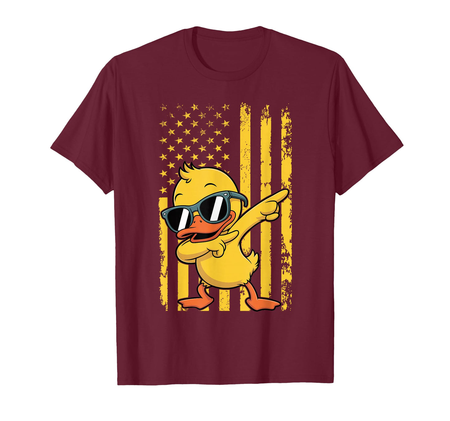 Graphic Duck Retro American Flag Dabbing Duck T-Shirt