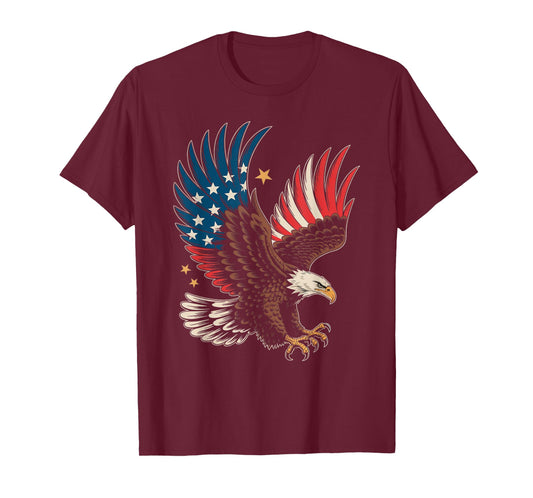 American USA Flag Bald Eagle 4th of July Patriotic Eagle T-Shirt