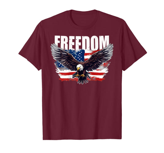 On Back Patriotic American Flag Eagle Freedom 4th of July T-Shirt