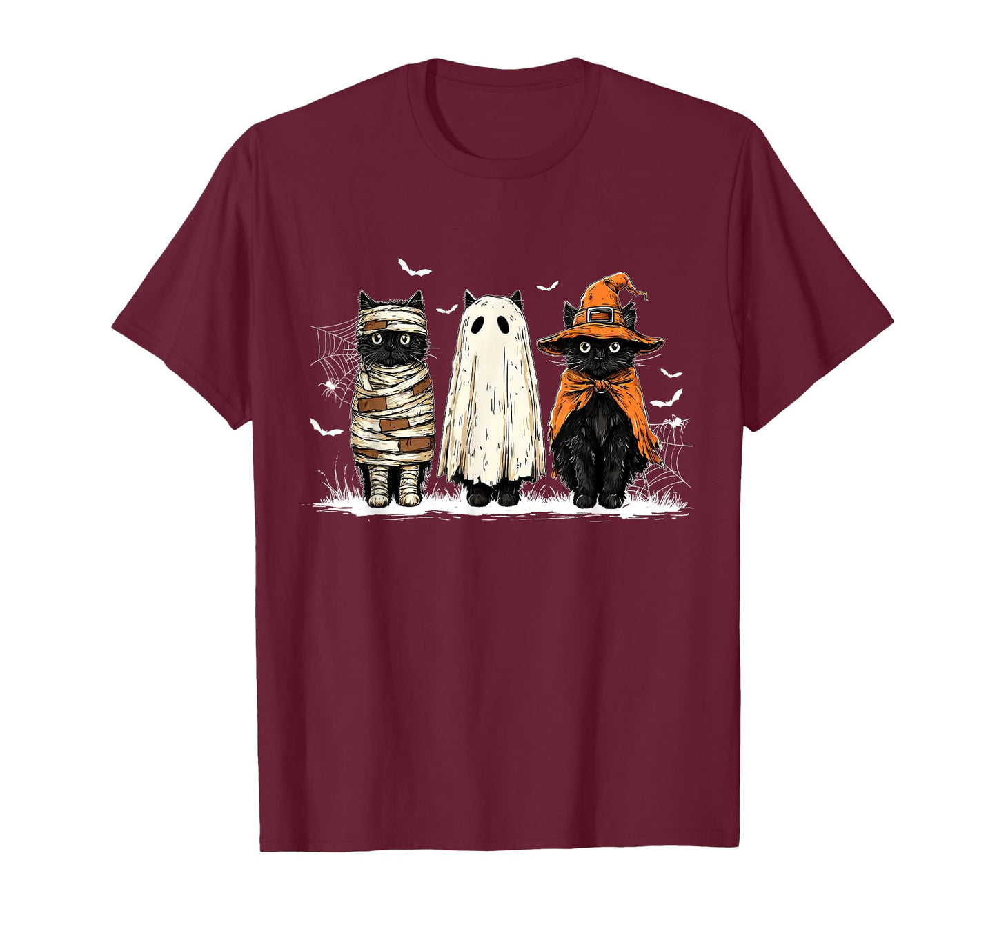 Retro Black Cat Witch Scary Halloween Women Men Kids T-Shirt
