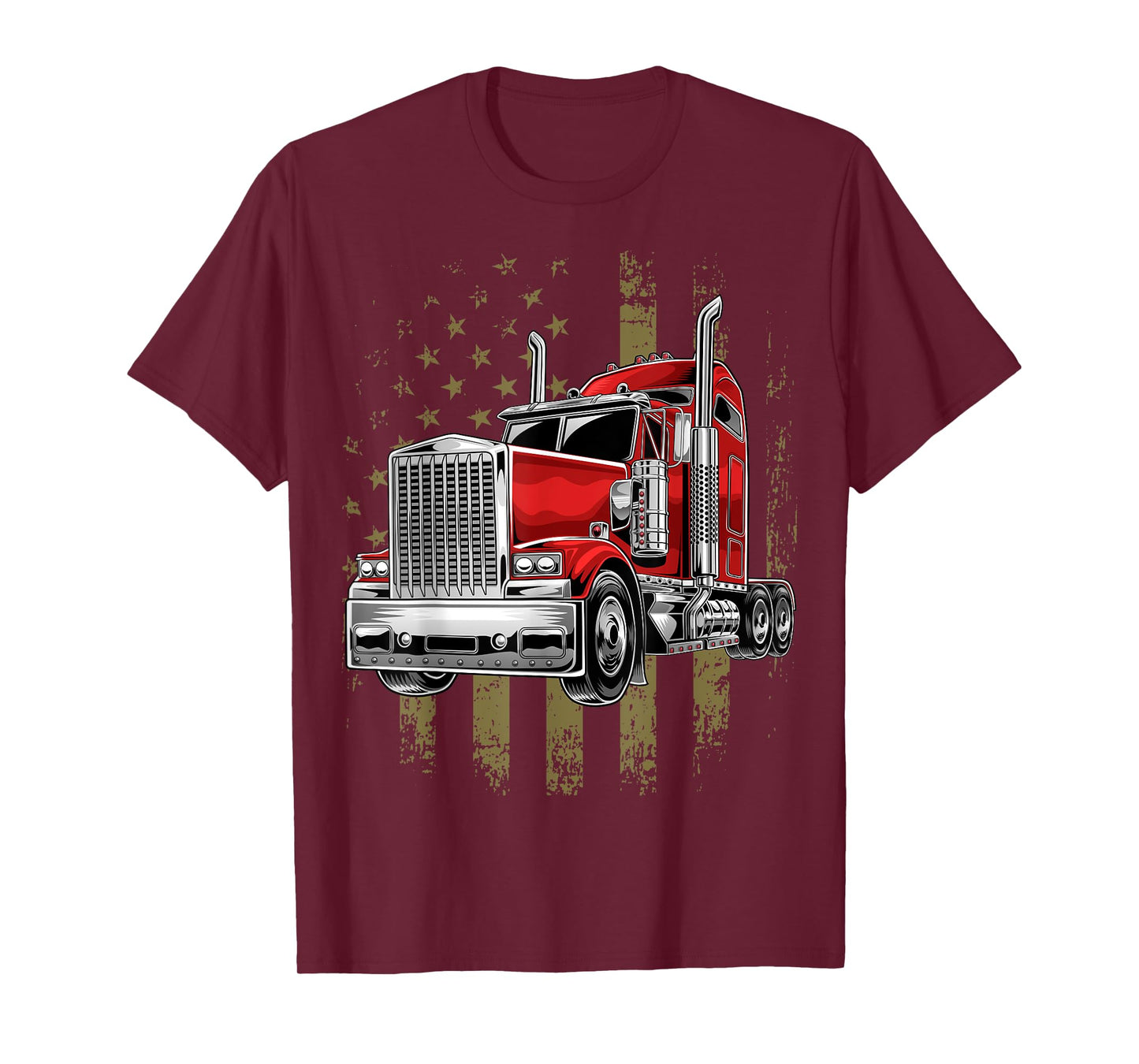 Patriotic Truck Driver American Flag Shirt Trucker Gifts Men T-Shirt
