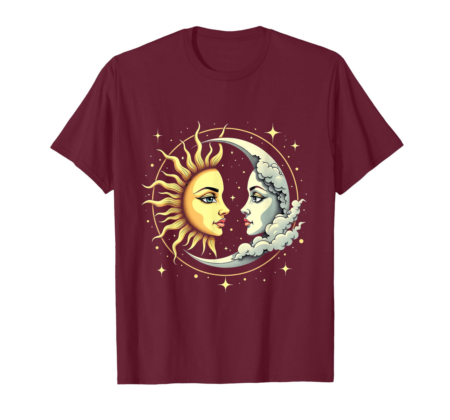 Boho Celestial Solar Sun Luna Astrology Moon Academia Woman T-Shirt