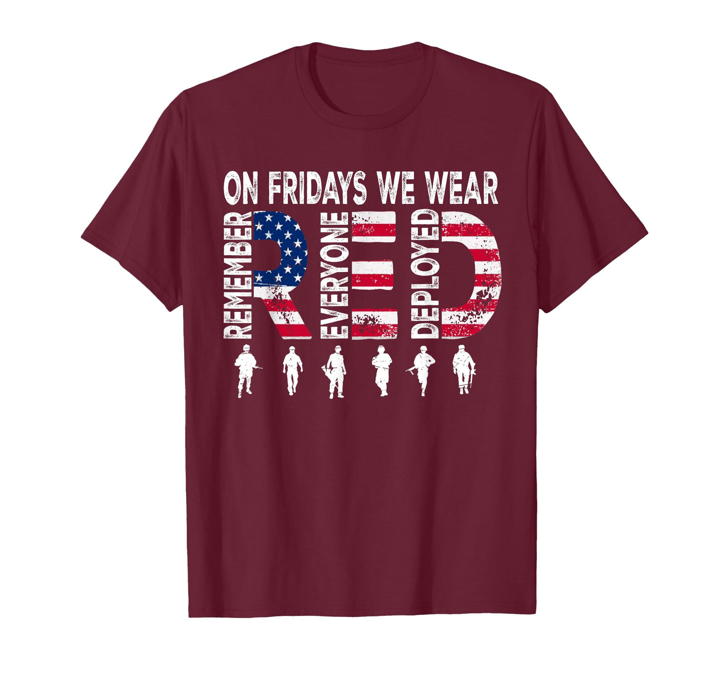 On Friday We Wear Red Friday Military Support troops US Flag T-Shirt
