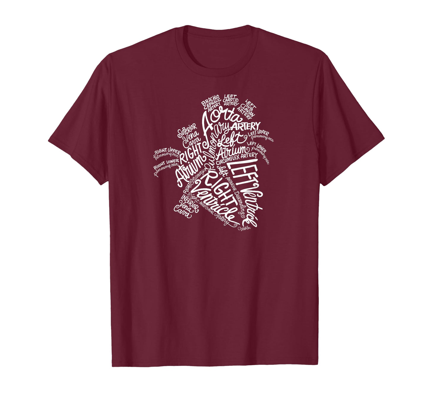 Anatomical Heart Medical White Word Cloud Line Art T-Shirt