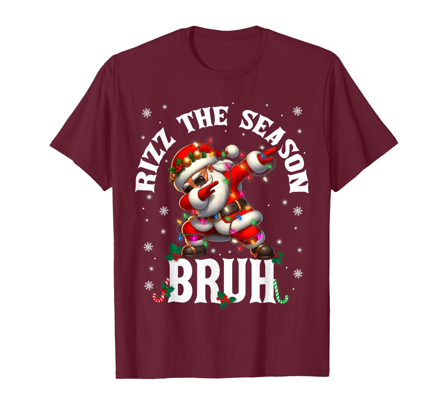 Rizz The Season Bruh Christmas Rizzmas Dabbing Santa Claus T-Shirt