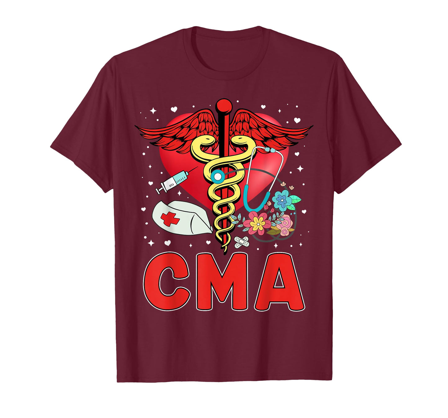Cute CMA Shirt For Women Caduceus Stethoscope Heartbeat T-Shirt