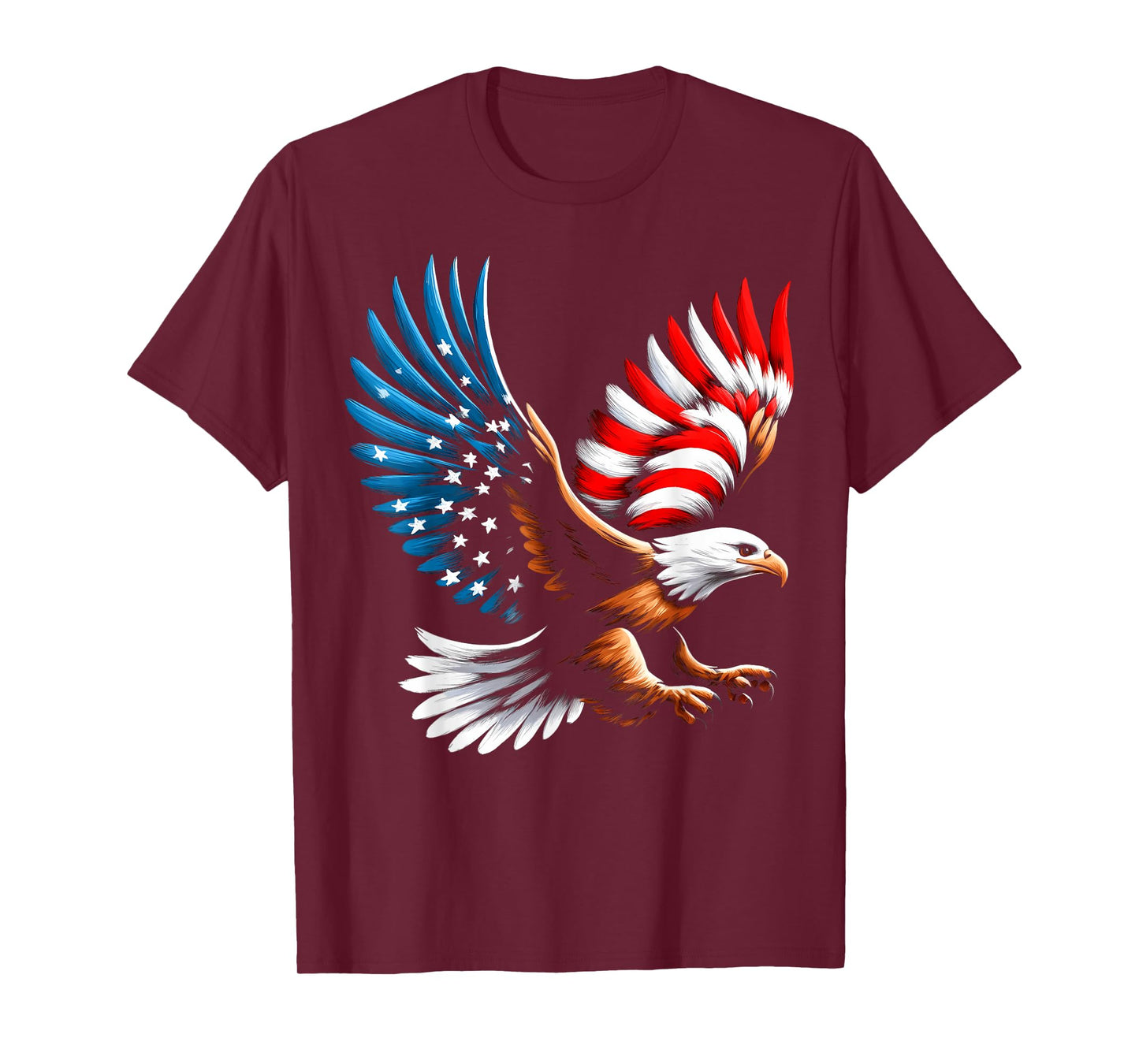 Bald Eagle & Patriotic American Flag 4th of July Women Girls Kids Men T-Shirt