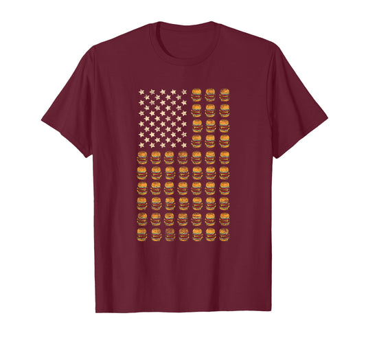 Cheeseburger Patriotic USA American Flag National Burger Day T-Shirt