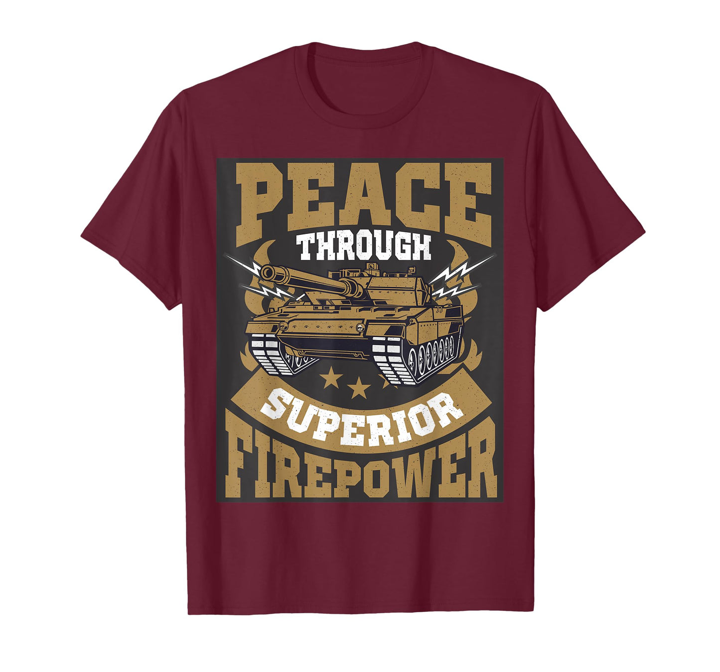 Peace Through Superior Firepower USA Flag Soldier Military T-Shirt for Women Men