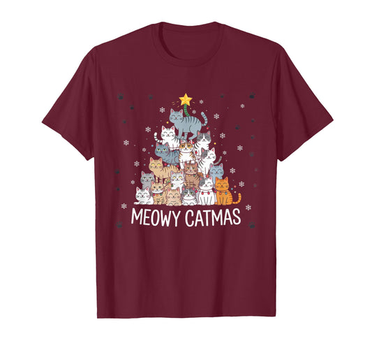 Cute Cat Meowy Catmas Santa Christmas Tree Xmas Holiday T-Shirt