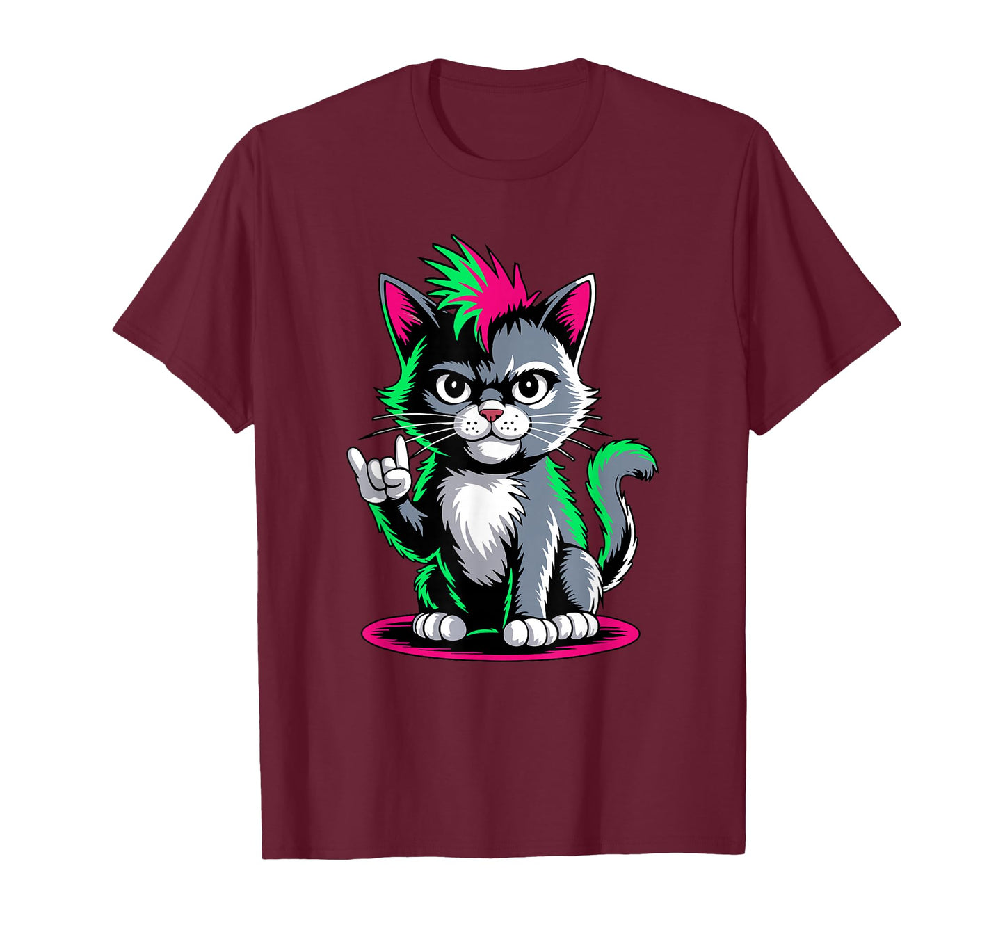 Punk Rock Men Kids Women Funny Cat T-Shirt