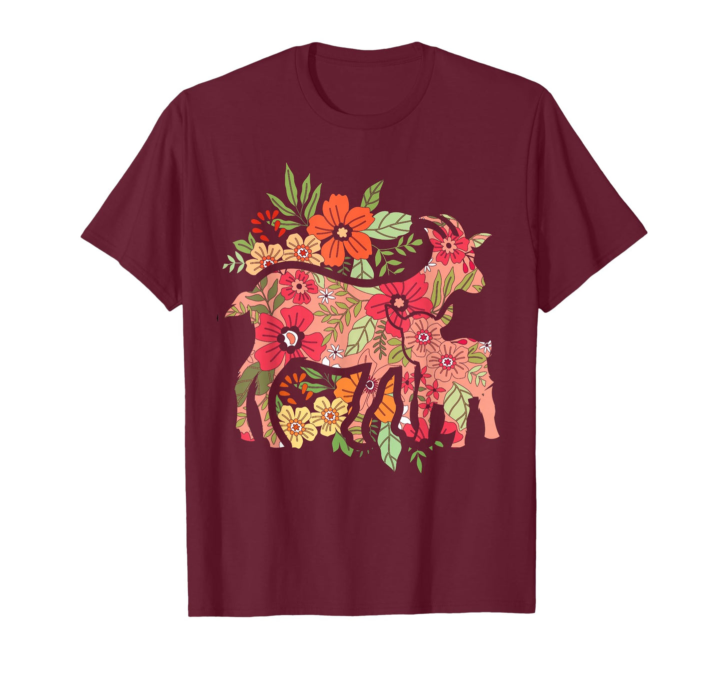 Agriculture Farm Animal Flowers Vintage Goat T-Shirt