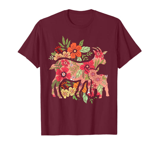 Agriculture Farm Animal Flowers Vintage Goat T-Shirt