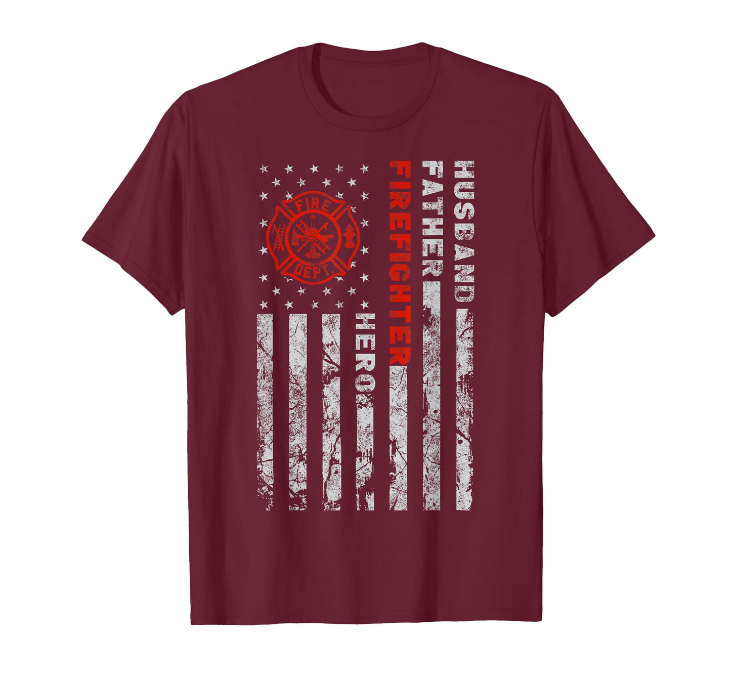 Husband Father Firefighter Hero | Firefighter USA flag gift T-Shirt