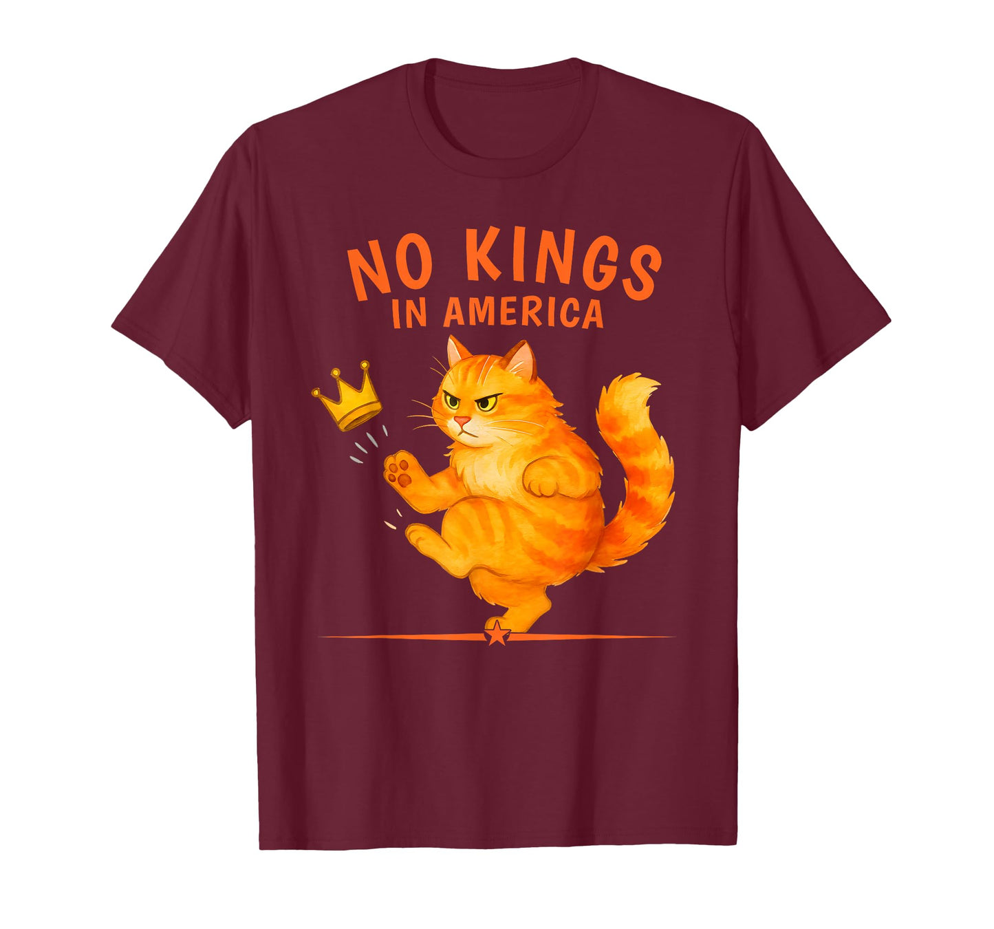 No Kings in America | Patriotic Political Cat Design T-Shirt