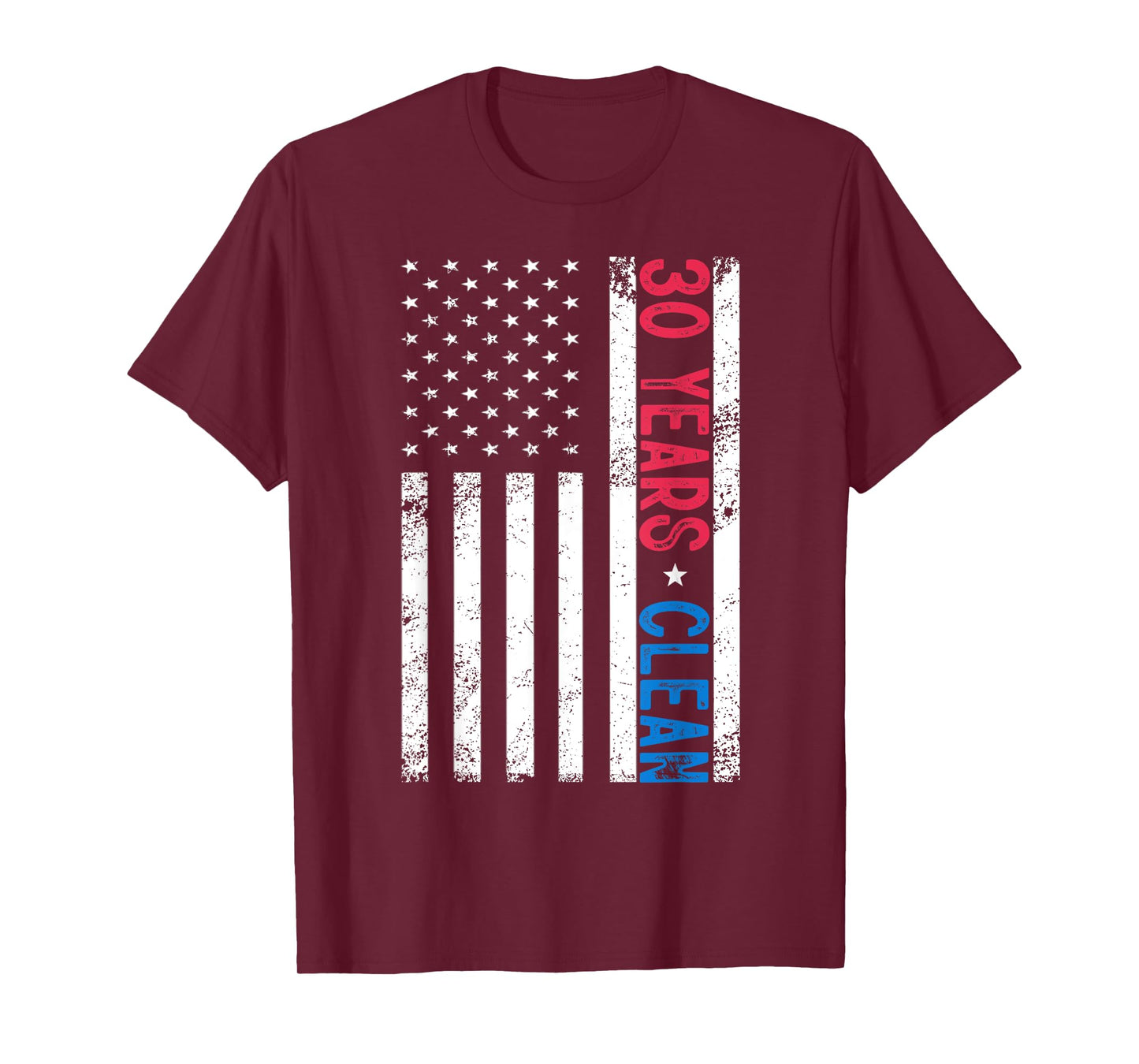 30 Years Clean & Sober US Flag Recovery Sobriety Anniversary T-Shirt