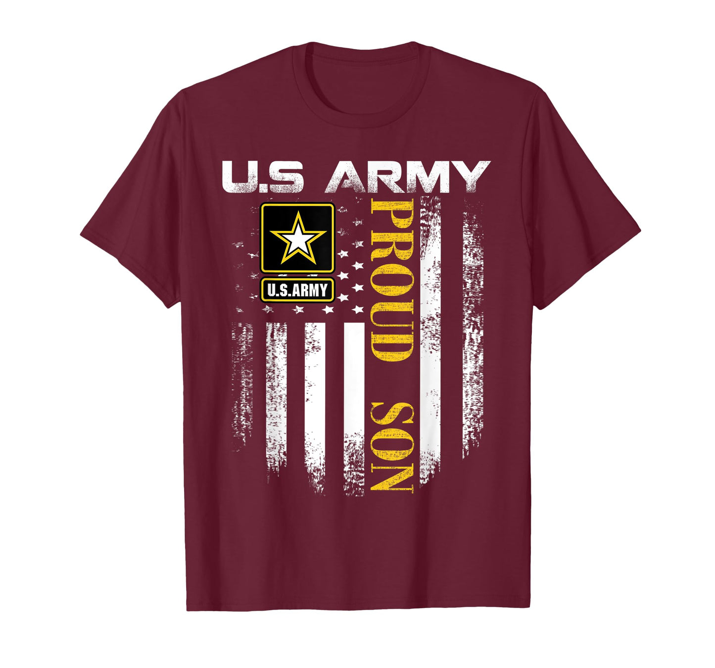 Vintage U.S. Army Proud Son With American Flag Gift T-Shirt for Women Kids Men