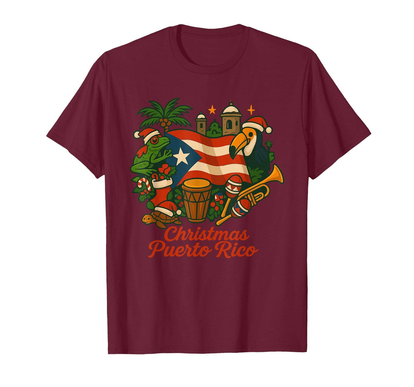 Puerto Rico Christmas Coquí Flag Holiday T-Shirt