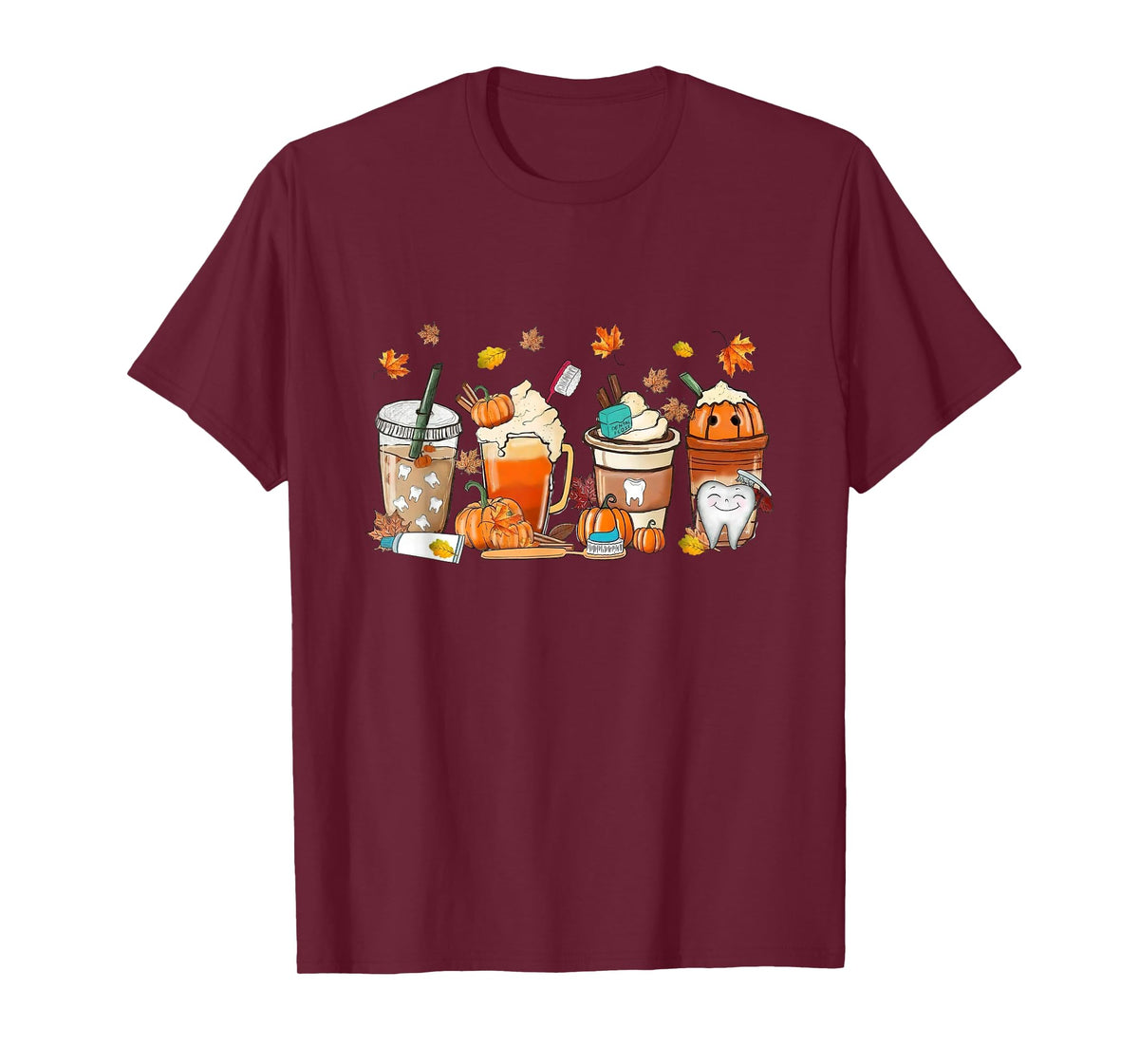 Retro Fall Coffee Dentist Tooth Thankful Dental Hygienist T-Shirt