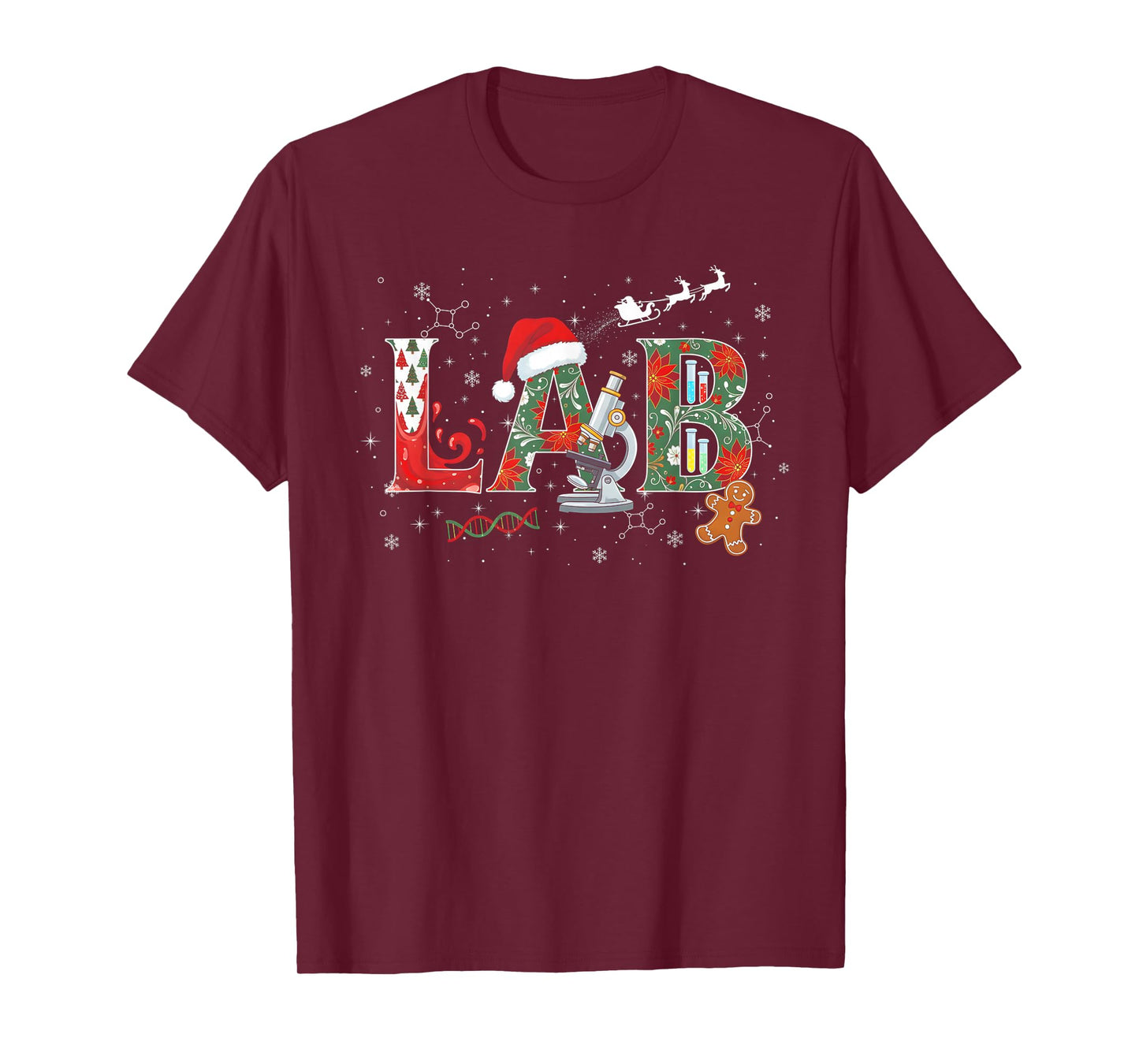 Lab Christmas Laboratory Technician Science Xmas Scientist T-Shirt