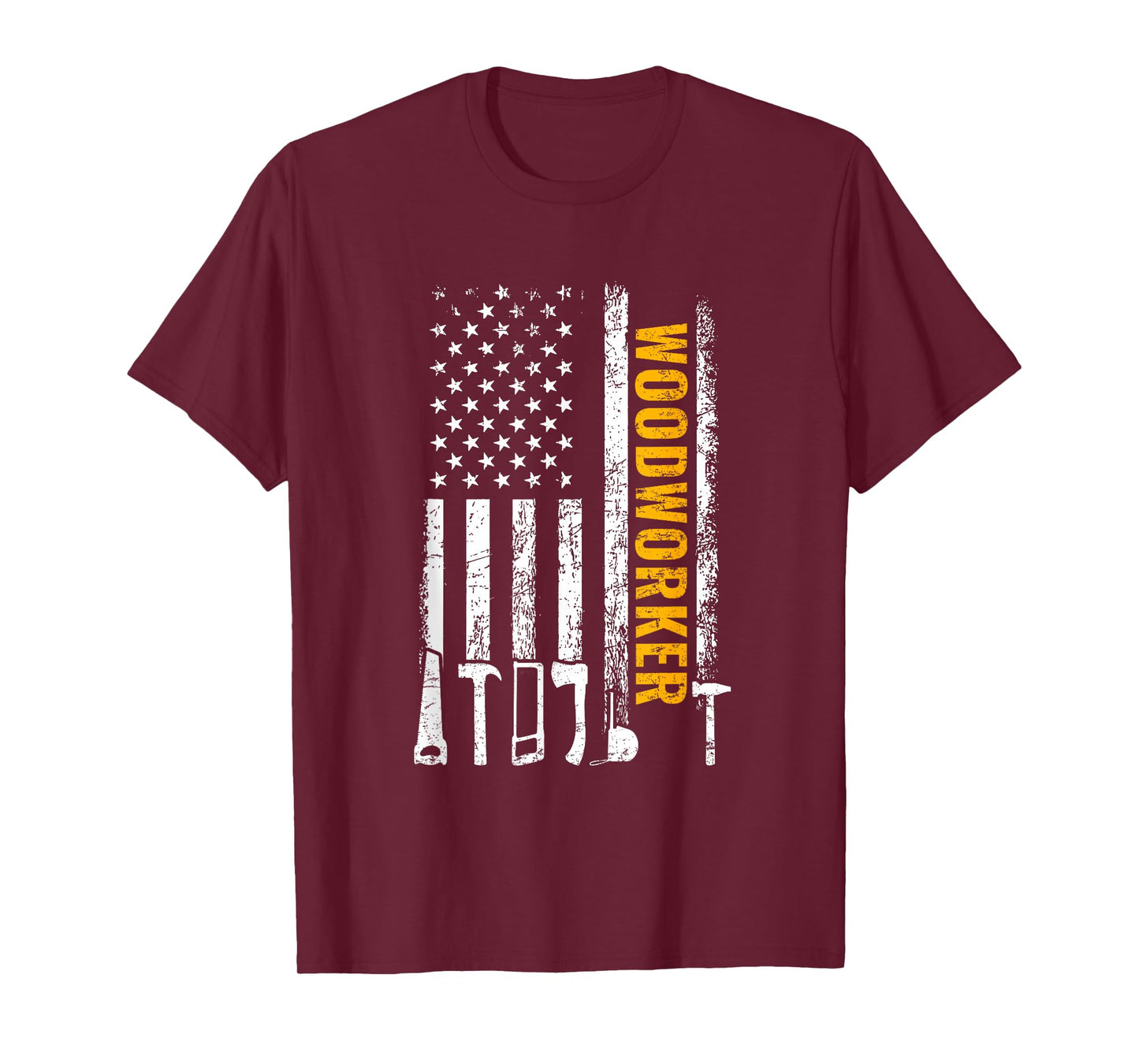American Flag Woodworker Carpenter Funny Woodworking T-Shirt