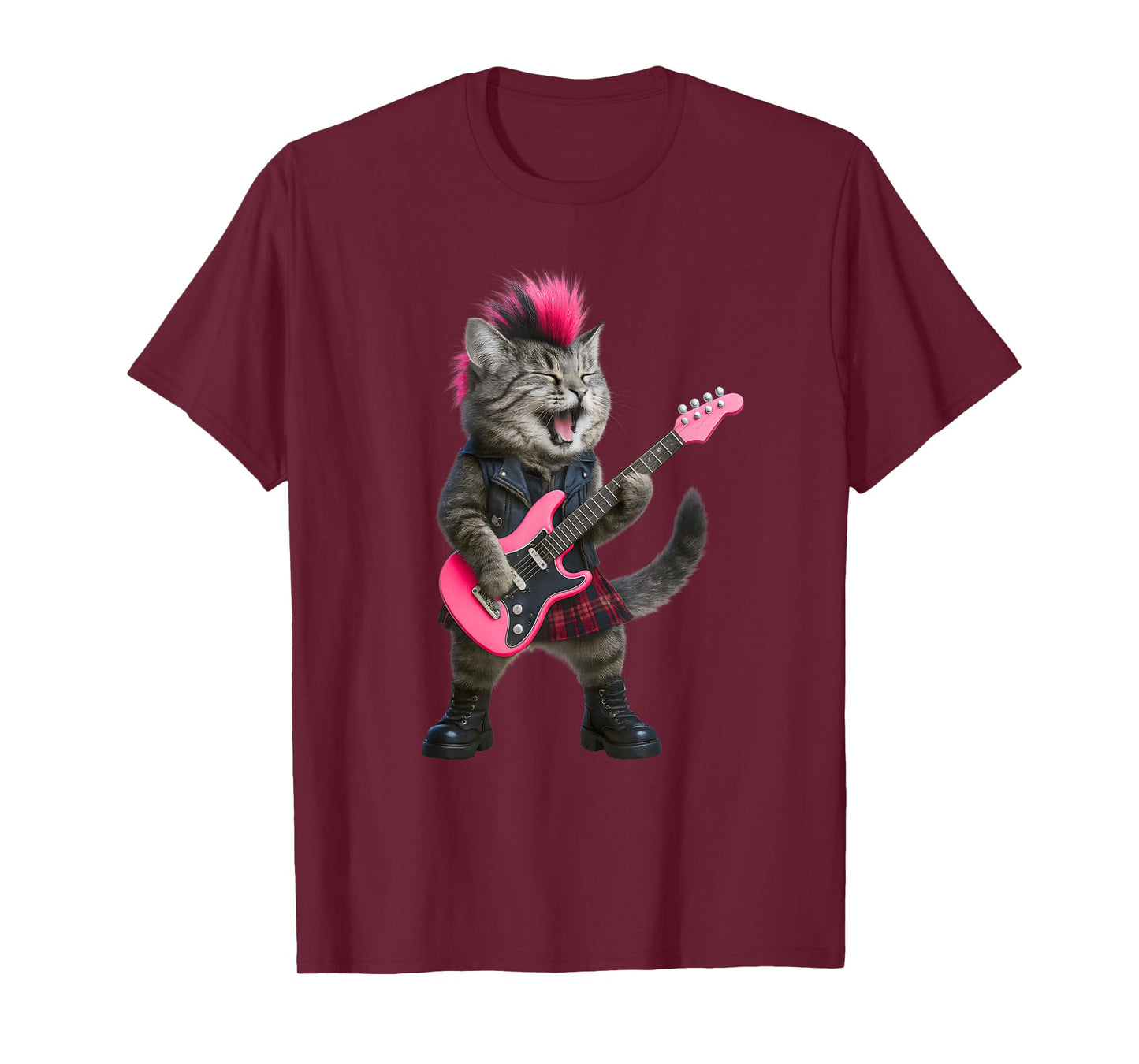Funny Cat Rock and Roll Music Band For Women Girls Kids T-Shirt