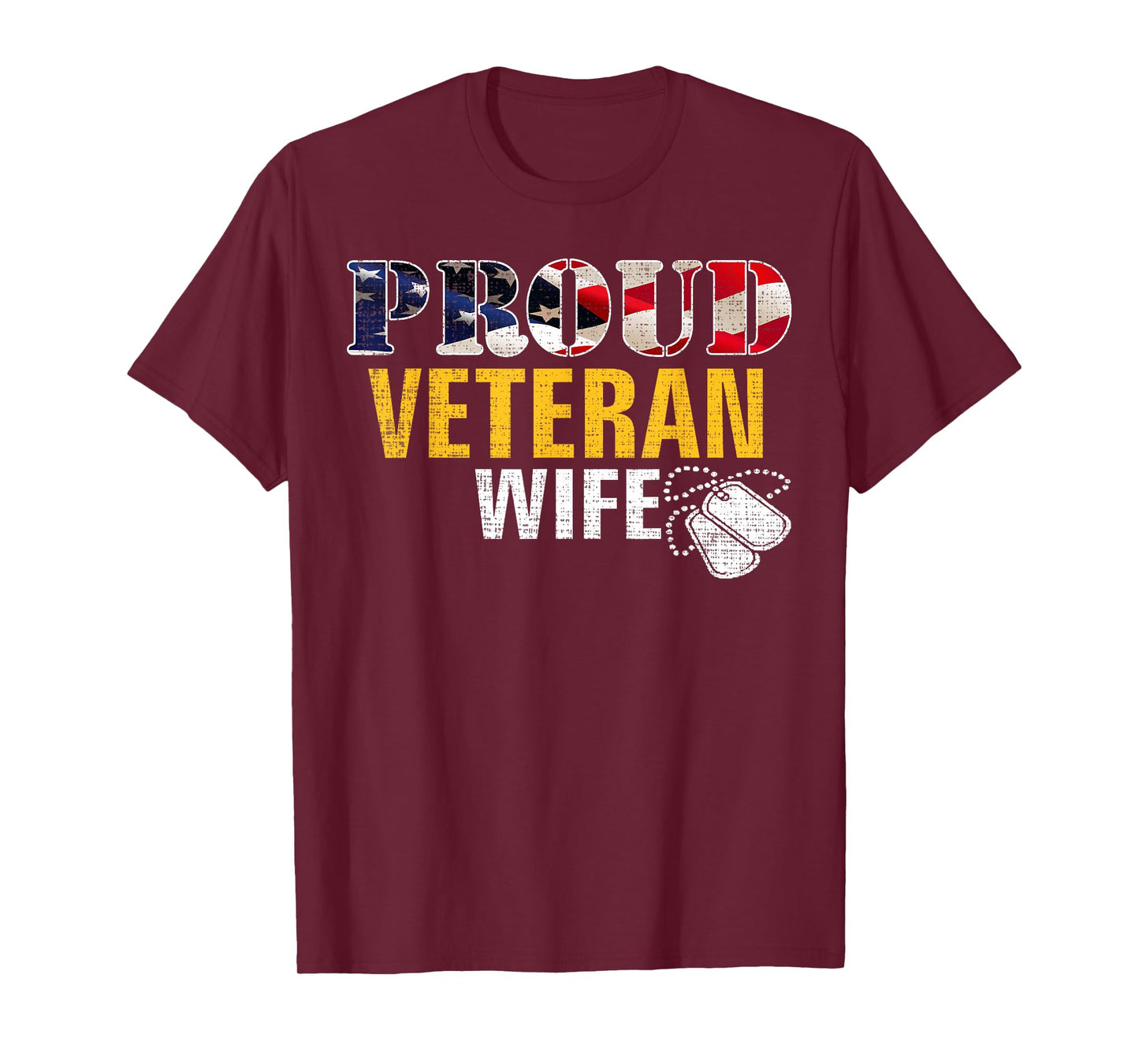 Vintage Proud Veteran Wife With American Flag Military Gift T-Shirt