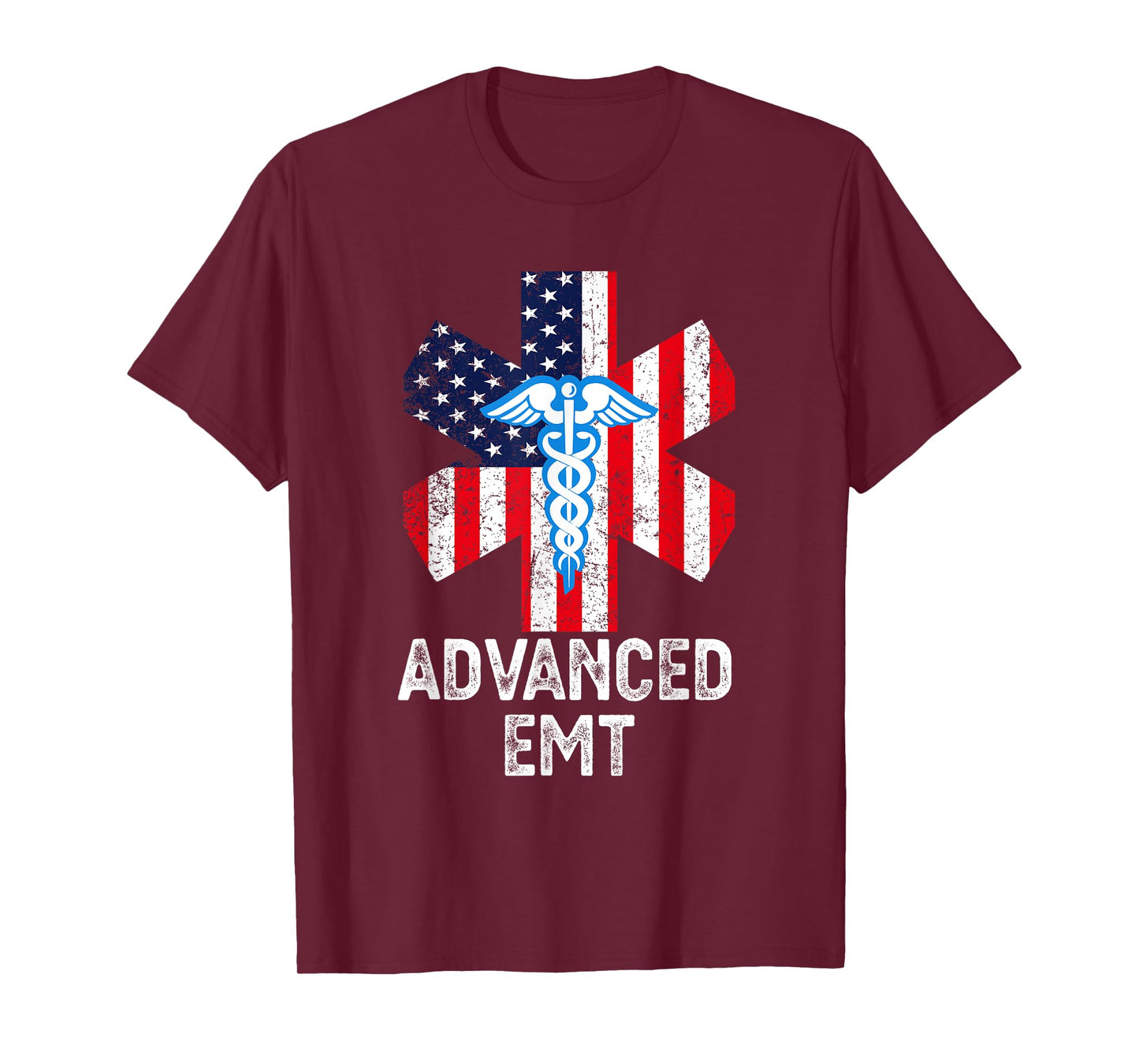 American Flag USA Advanced EMT AEMT Medical Technician Women Men T-Shirt