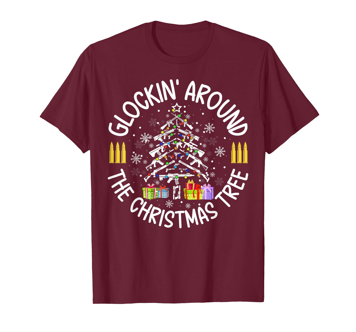 Glockin' Around the Christmas Tree Funny Gun Lover Novelty T-Shirt