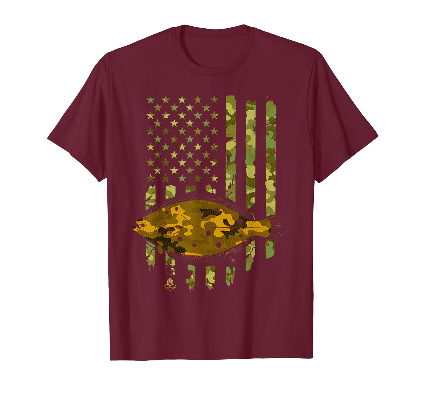 Flatfish Fishing Plaice Halibut American Flag Camouflage T-Shirt
