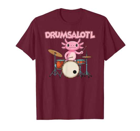 Salamander Drummer Amphibian Drums Drumsalotl Funny Axolotl T-Shirt