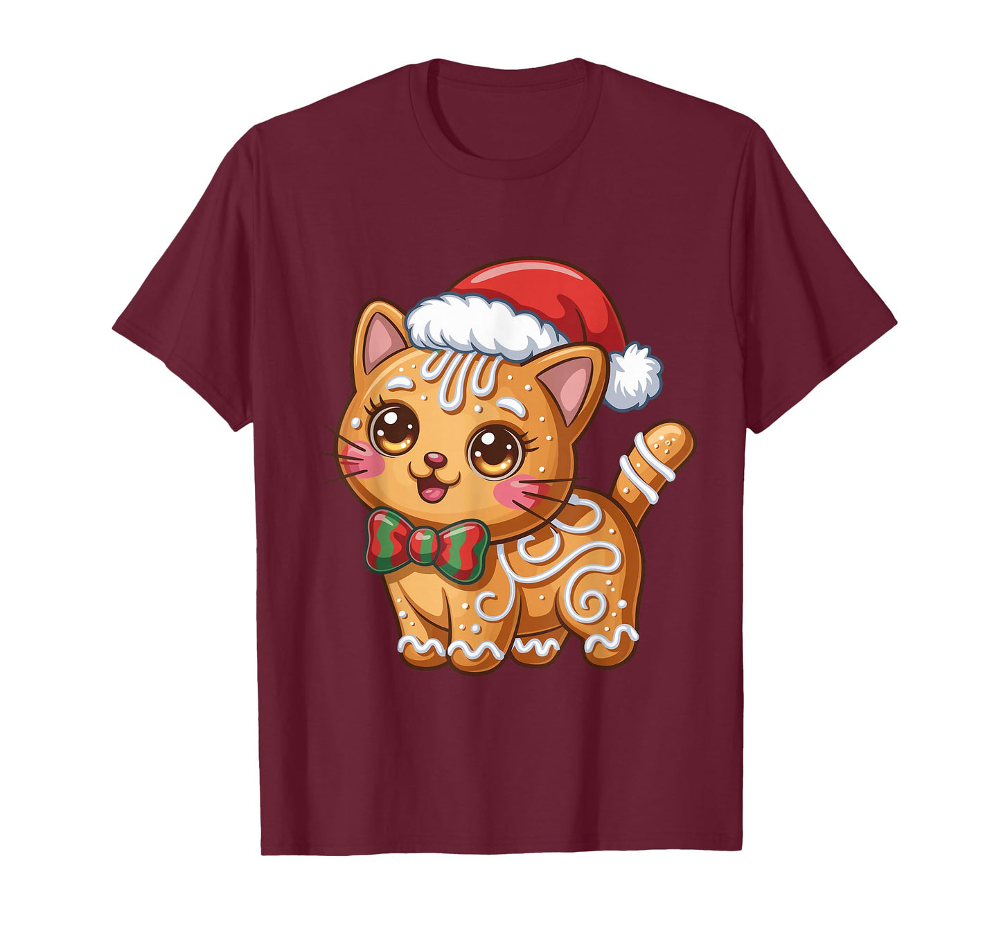 Gingerbread Cat Christmas Cat Lover Xmas T-Shirt