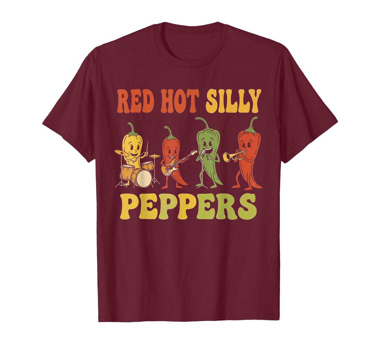 Funny Spicy Red Hot Silly Peppers Band Retro Pepper Music T-Shirt